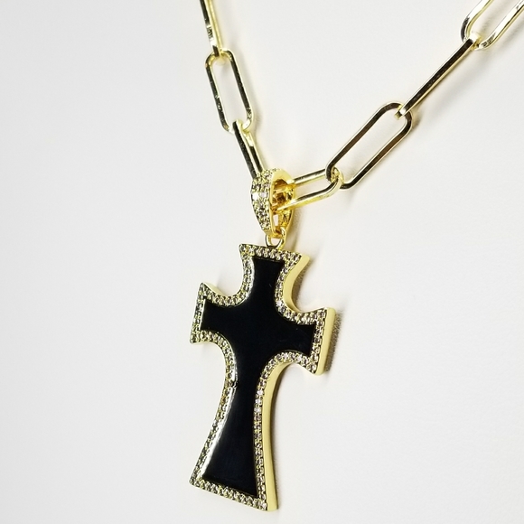 NWT Enamel Cross Pave CZ Pendant Charm NEW - Picture 6 of 8
